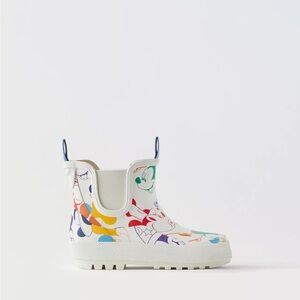 Zara Kids White Multicolor Rain Boots
